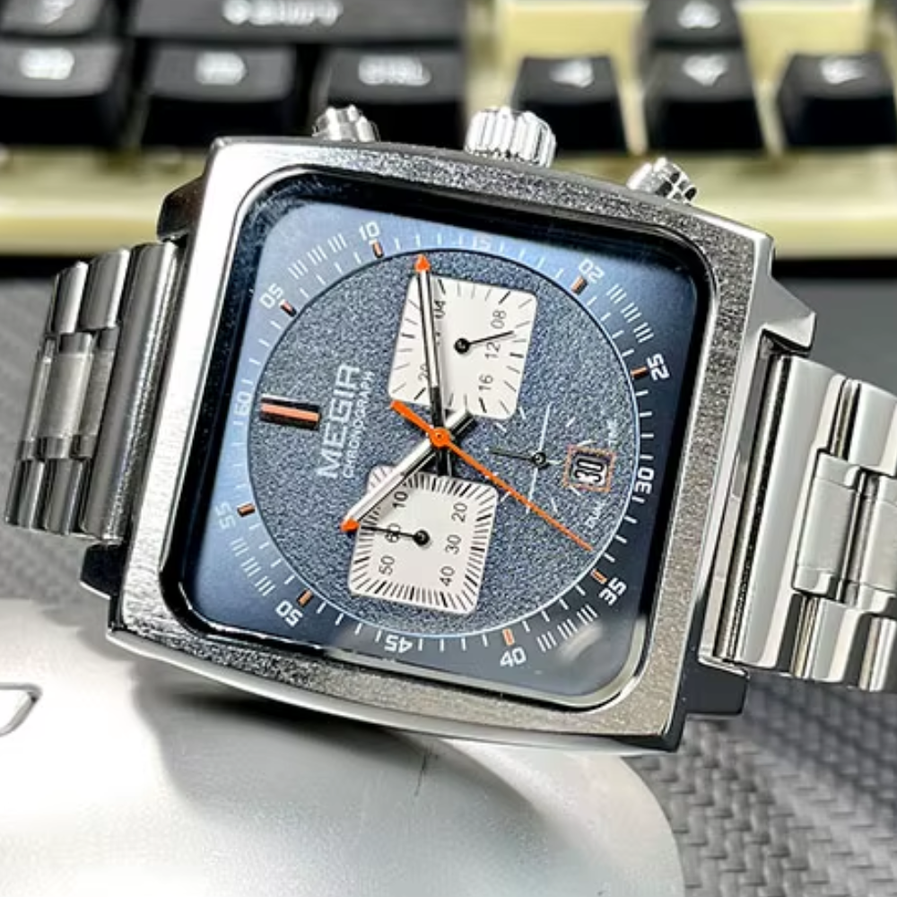 Relógio Megir Squared Blue em Inox