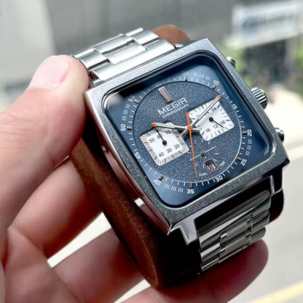 Relógio Megir Squared Blue em Inox