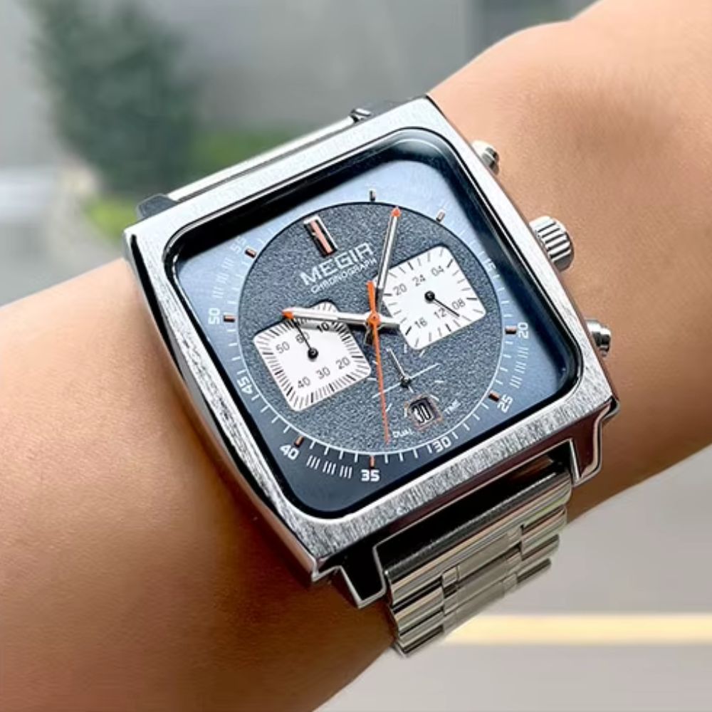 Relógio Megir Squared Blue em Inox