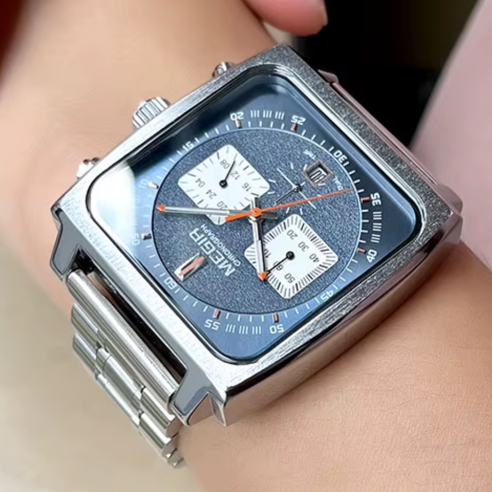 Relógio Megir Squared Blue em Inox
