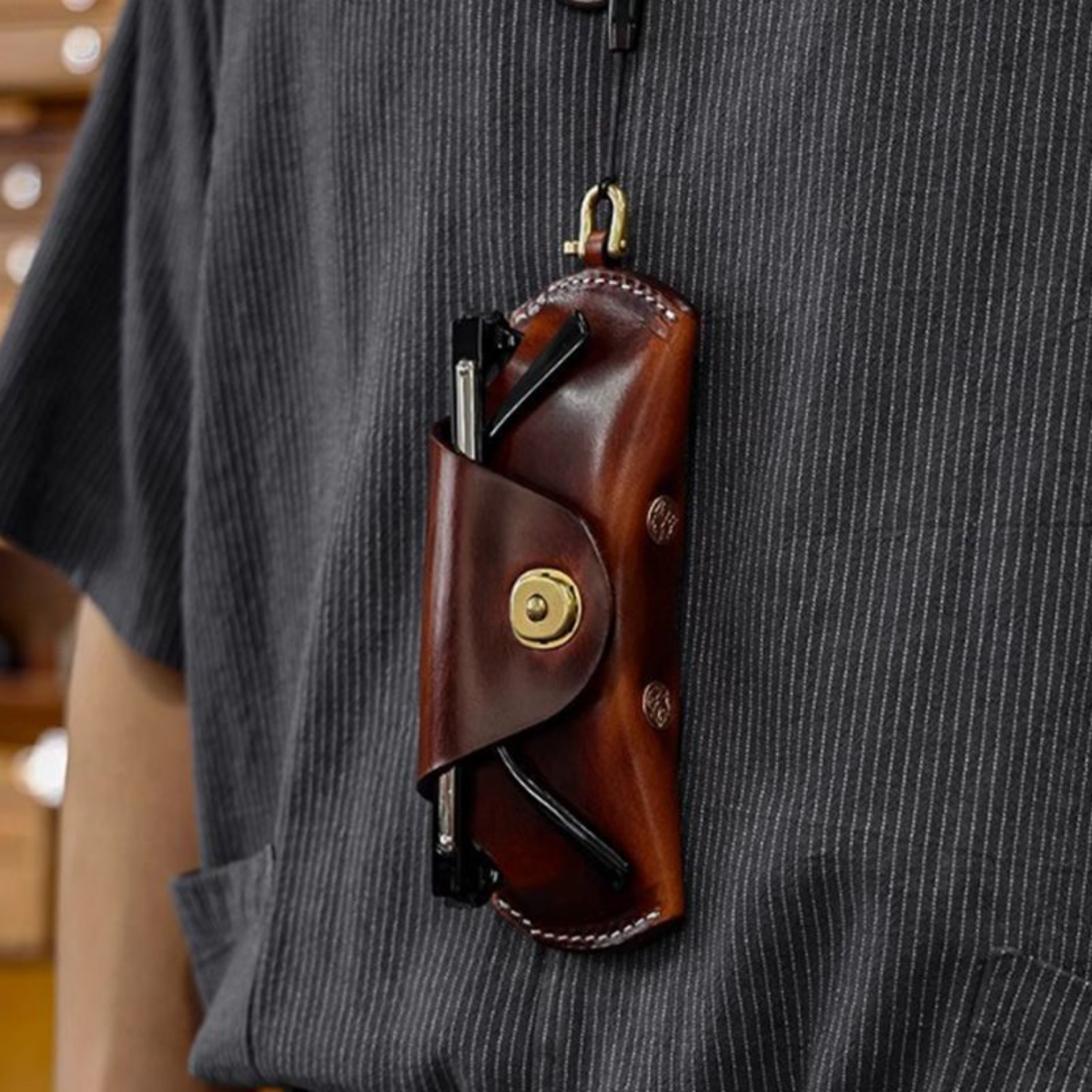 Porta Óculos em Couro