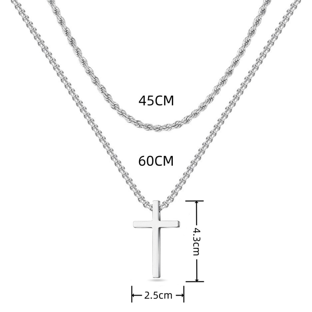 Colar Duplo Cross Inox