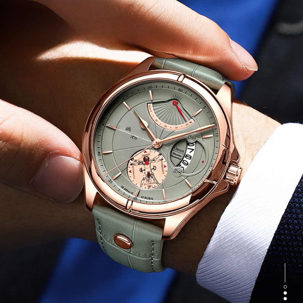 Relógio Poedagar Deluxe Verde em Couro