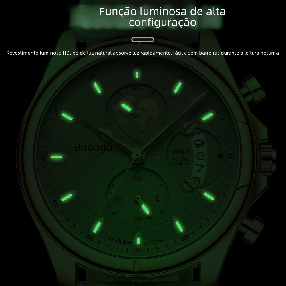 Relógio Poedagar Deluxe Verde em Couro