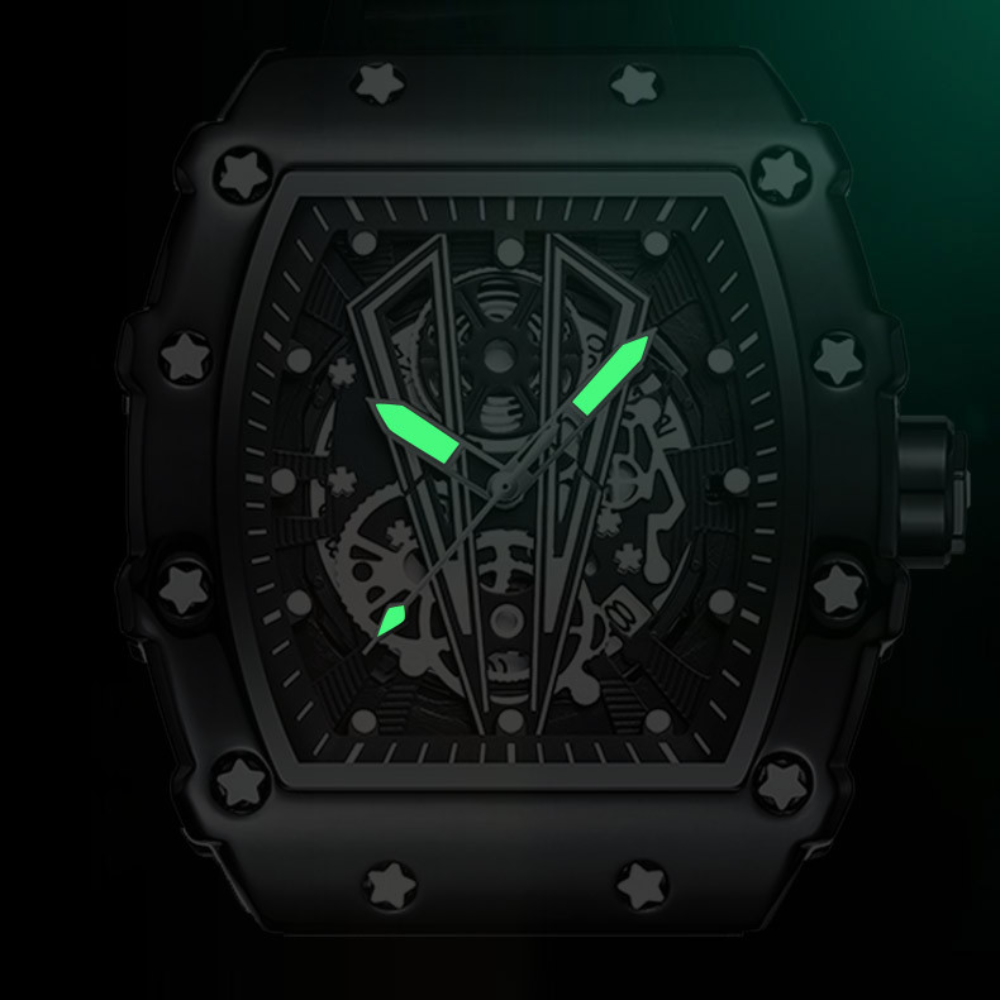 Relógio Poedagar Skeleton Black