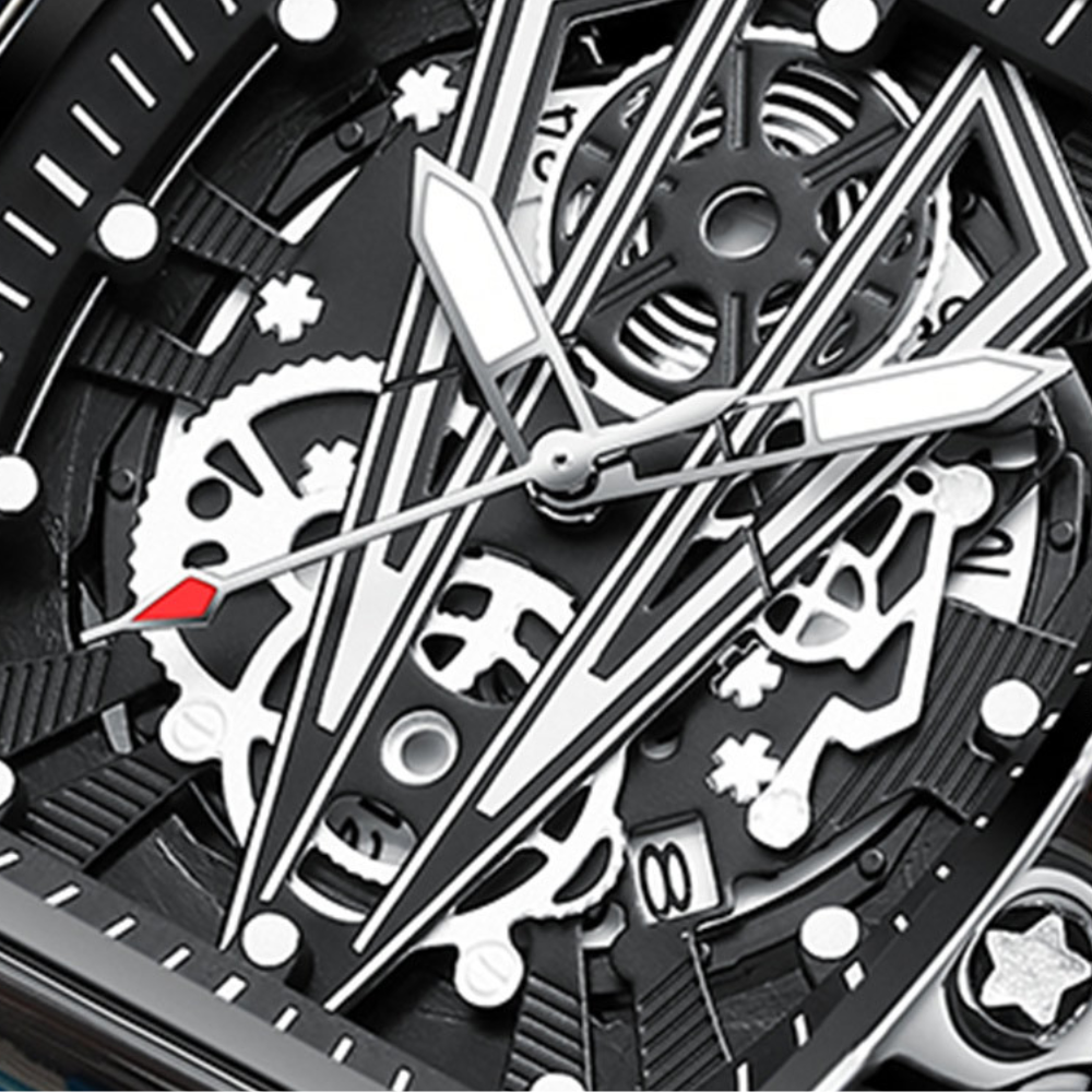 Relógio Poedagar Skeleton Black