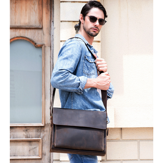 Bolsa Carteiro Masculina em Couro Legítimo Dallas