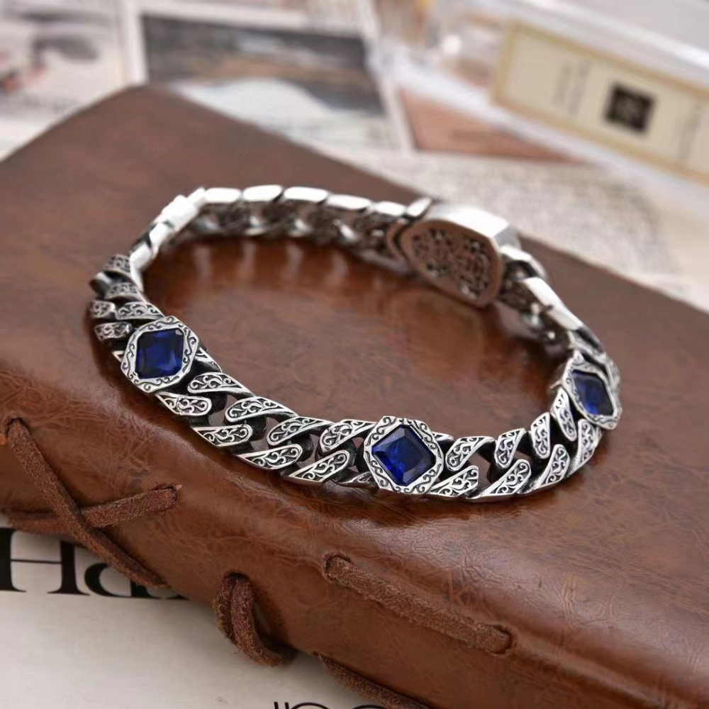 Pulseira Leon Saphire Prata Inox
