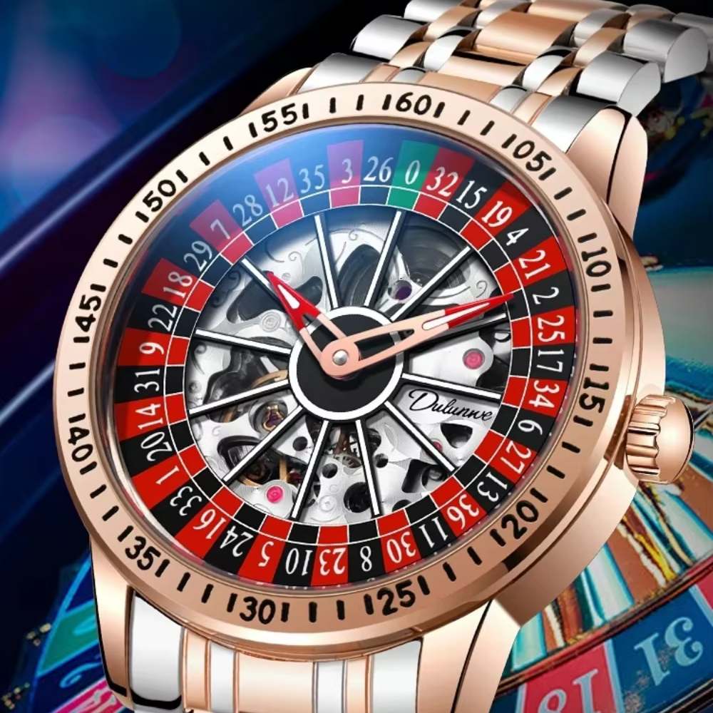 Relógio Poker Design - Pulseira Inox e Dourada