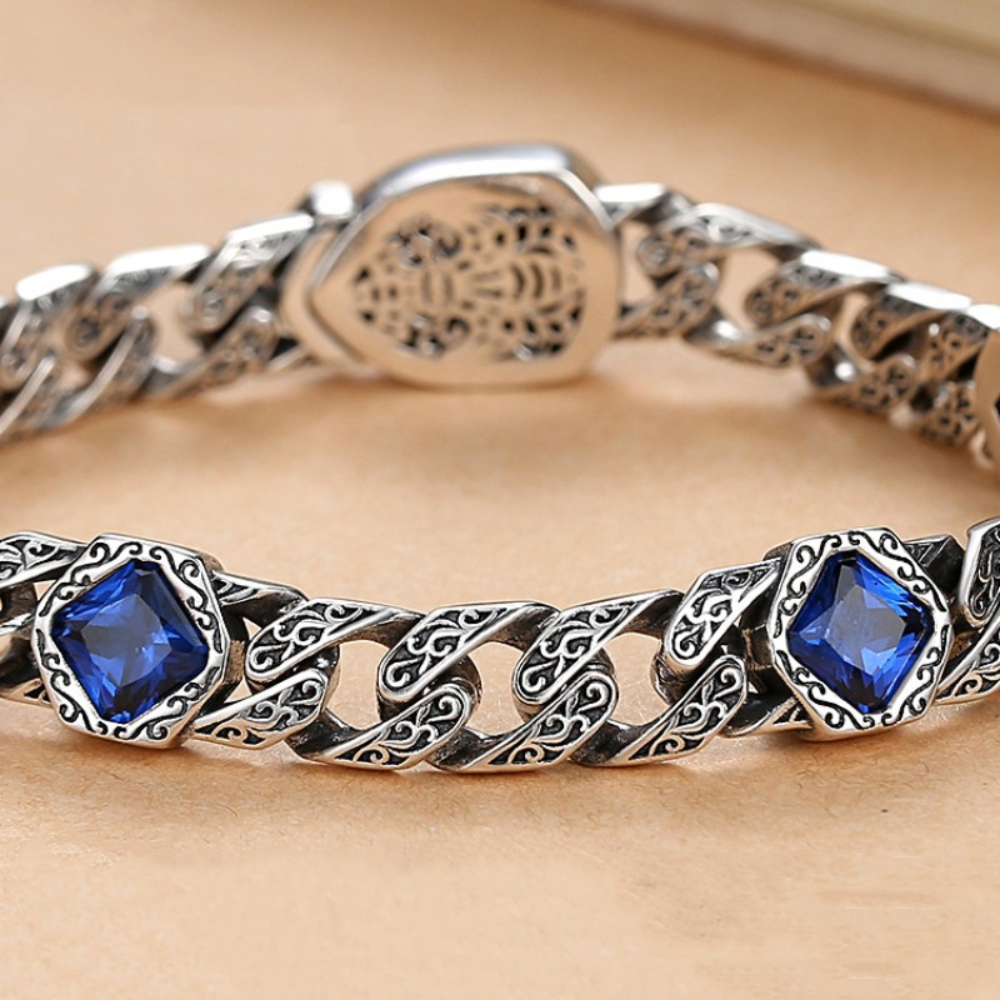 Pulseira Leon Saphire Prata Inox