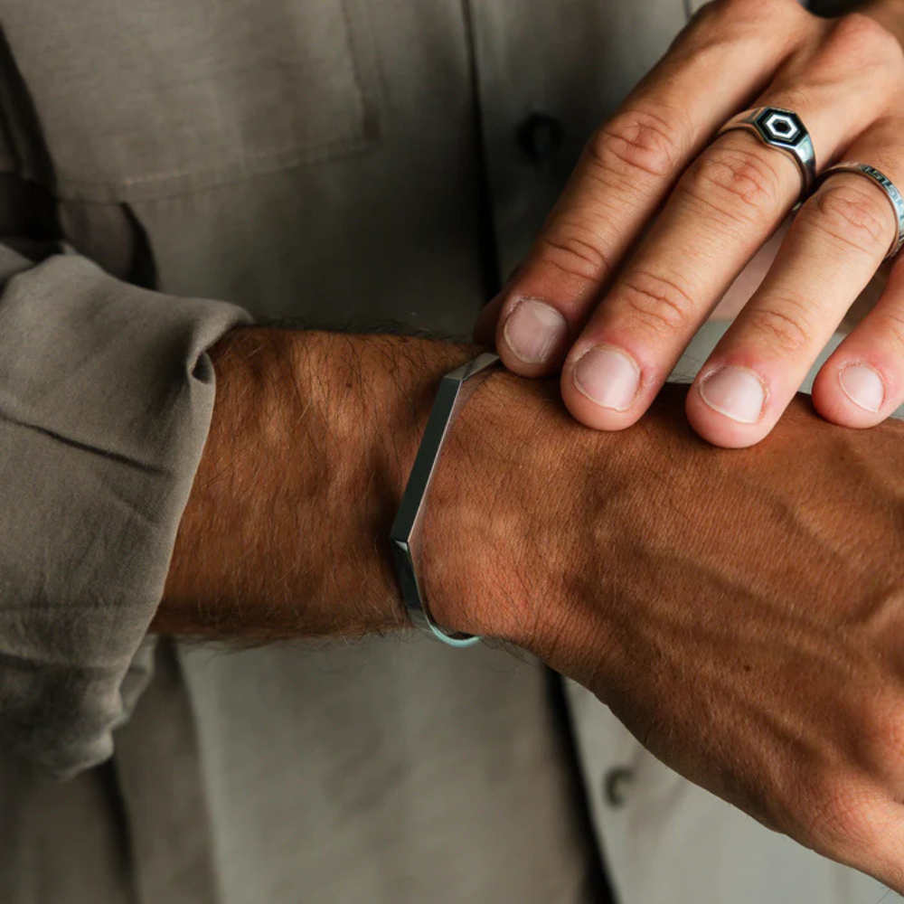 Bracelete Cuff Prata Inox