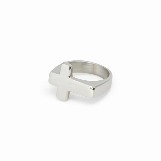 Anel Cross Prata Inox