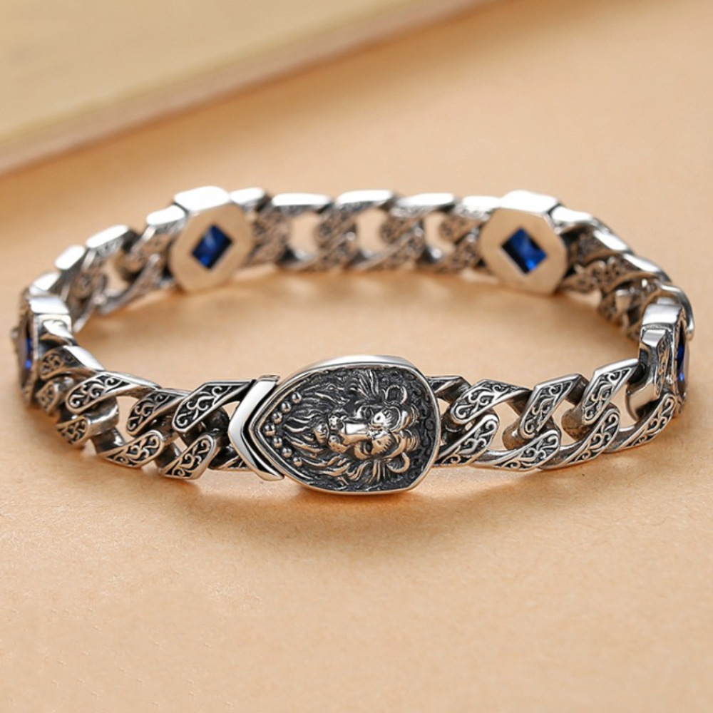 Pulseira Leon Saphire Prata Inox