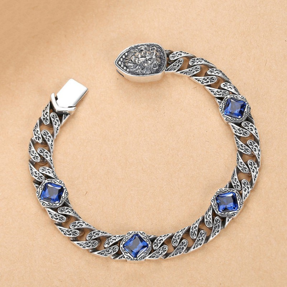Pulseira Leon Saphire Prata Inox