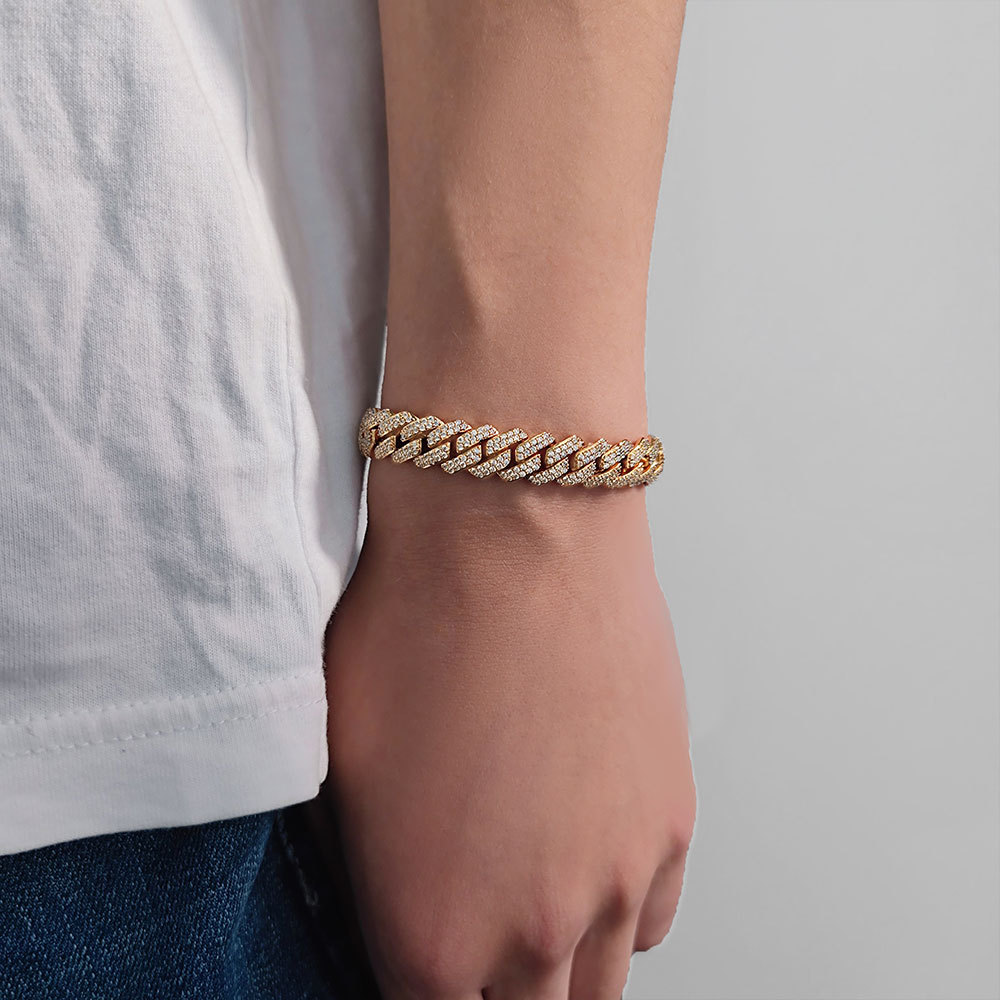 Pulseira Cuban Ice Ouro Inox