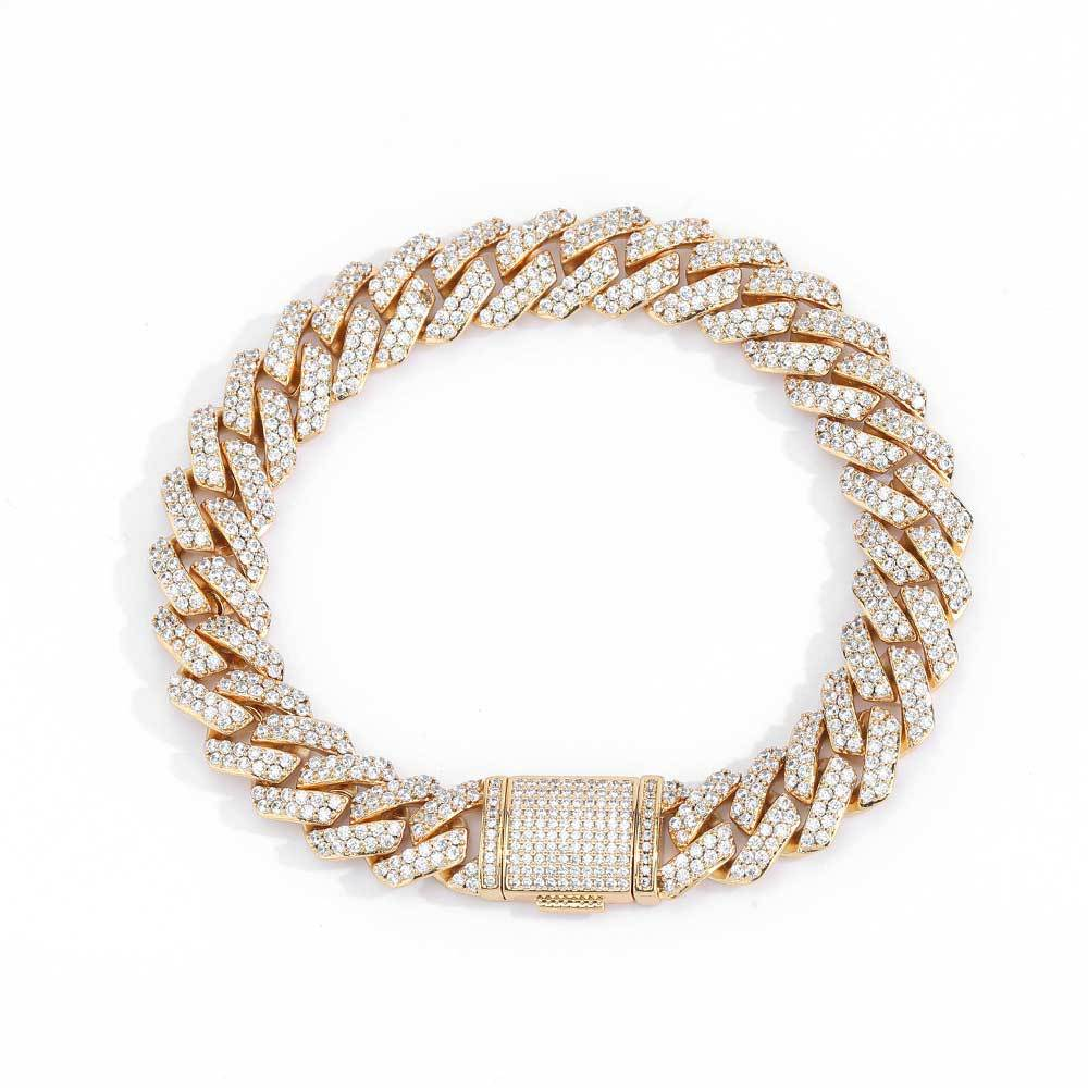 Pulseira Cuban Ice Ouro Inox