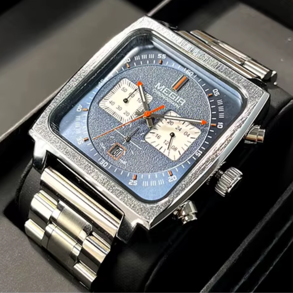 Relógio Megir Squared Blue em Inox