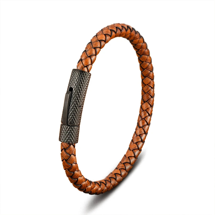 Pulseira Charles em Couro - Caramelo e Preta