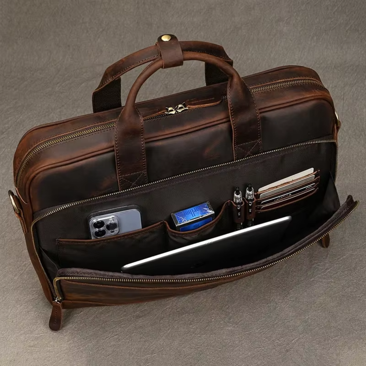 Bolsa Executiva Masculina em Couro Legítimo Cambridge