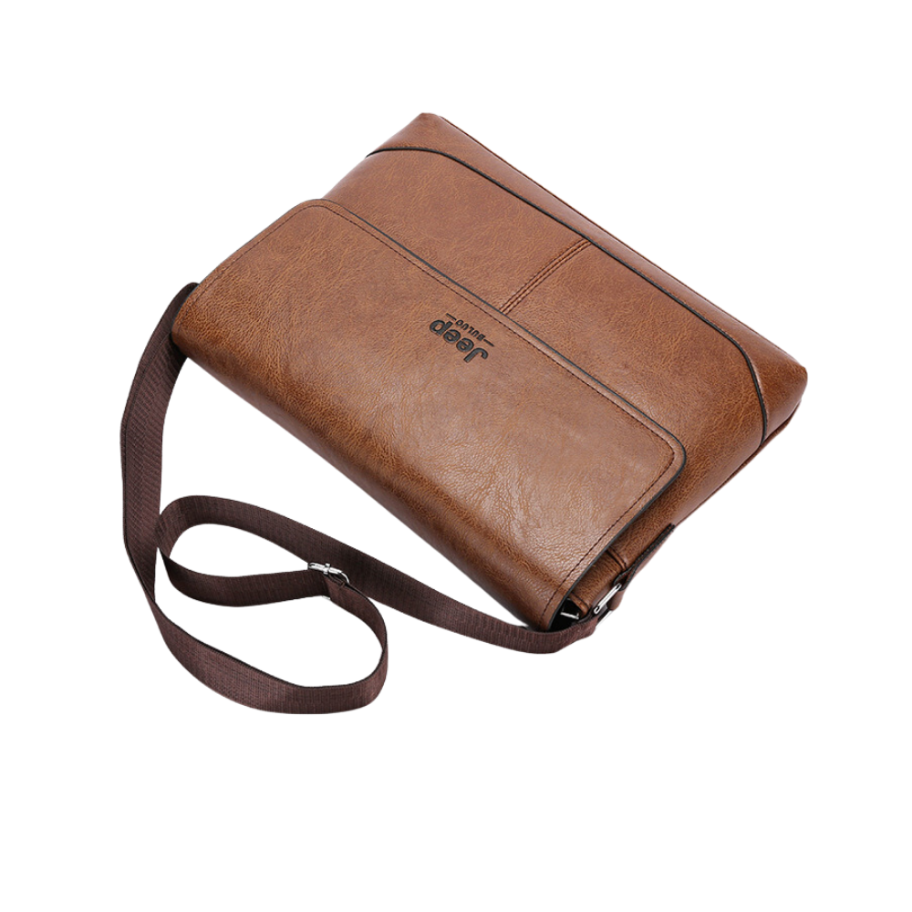 Bolsa Carteiro Transversal Masculina em Couro Jeep