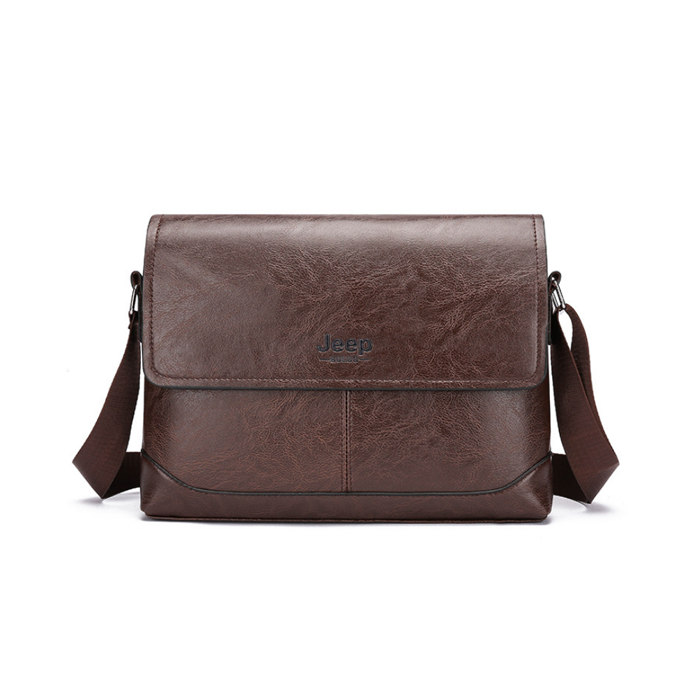 Bolsa Carteiro Transversal Masculina em Couro Jeep