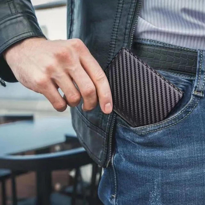 Carteira Masculina em Metal Carbon Slim com Proteção RFID