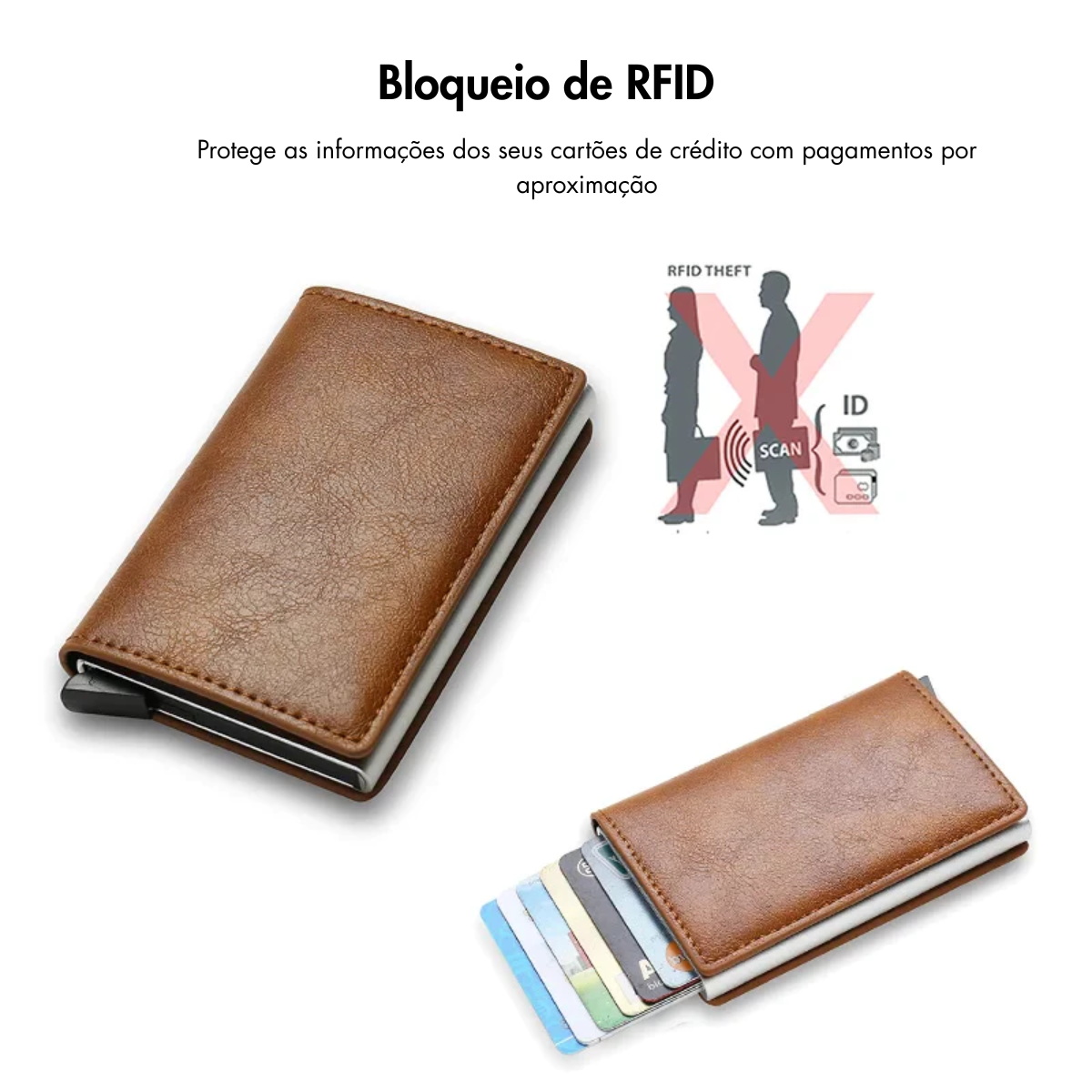 Carteira Masculina em Metal Carbon Slim com Proteção RFID