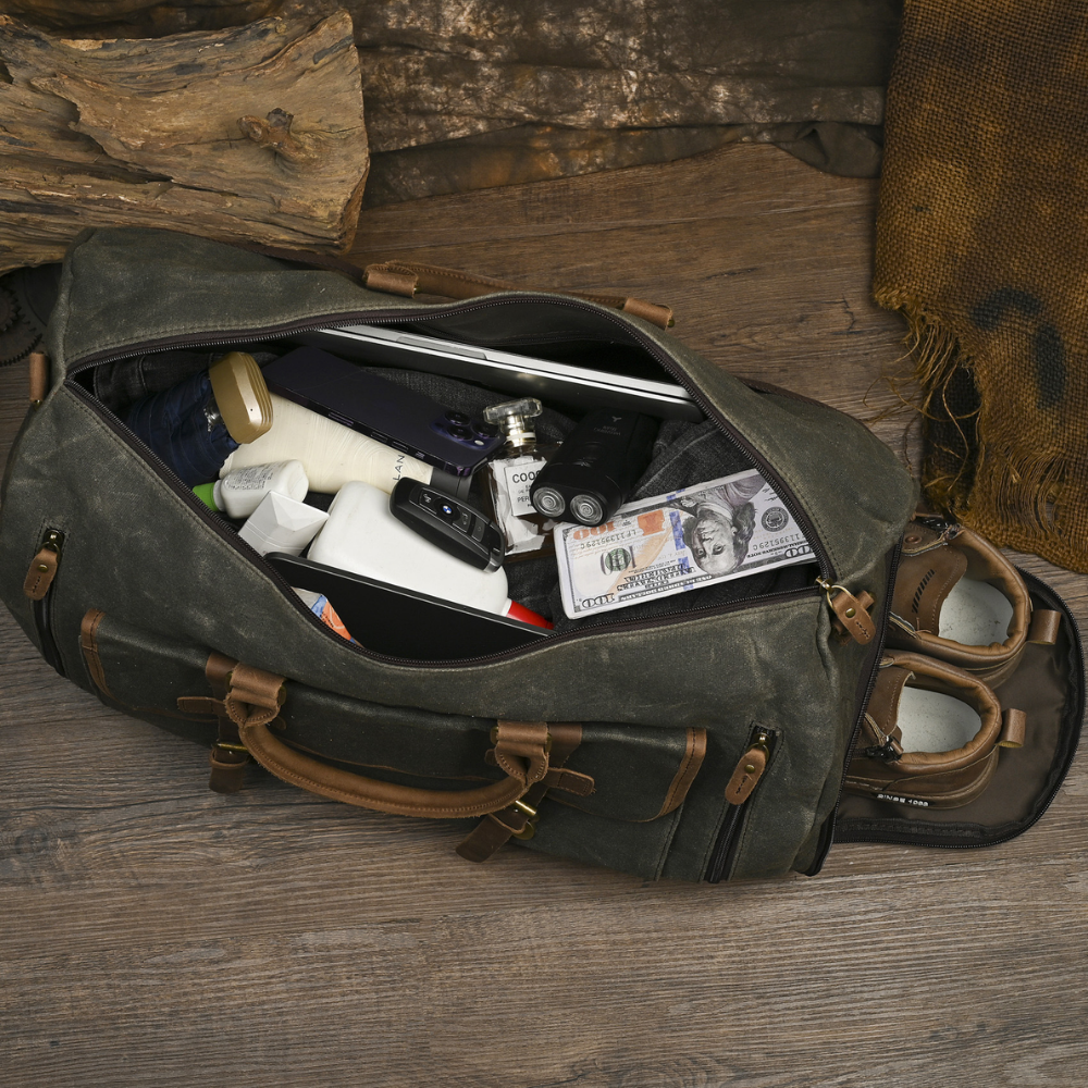 Bolsa de Viagem em Lona e Couro Legítimo Valencia