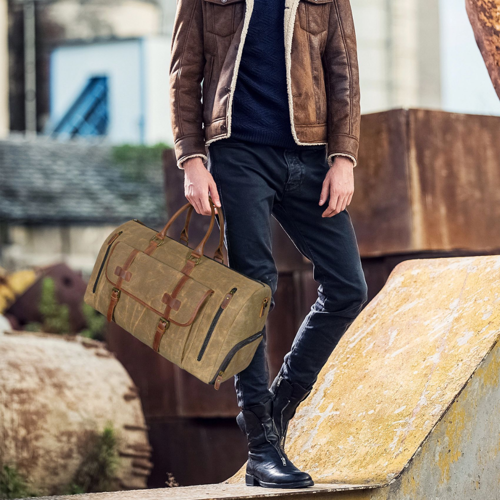 Bolsa de Viagem em Lona e Couro Legítimo Valencia