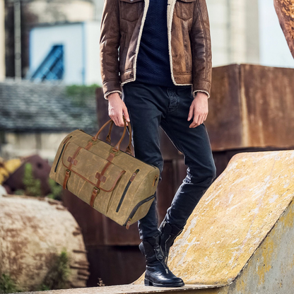 Bolsa de Viagem em Lona e Couro Legítimo Valencia