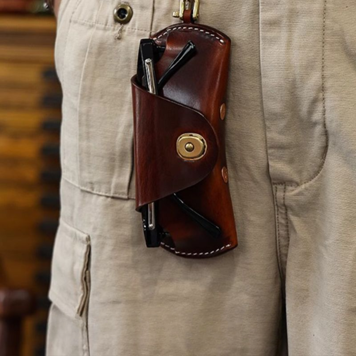 Porta Óculos em Couro