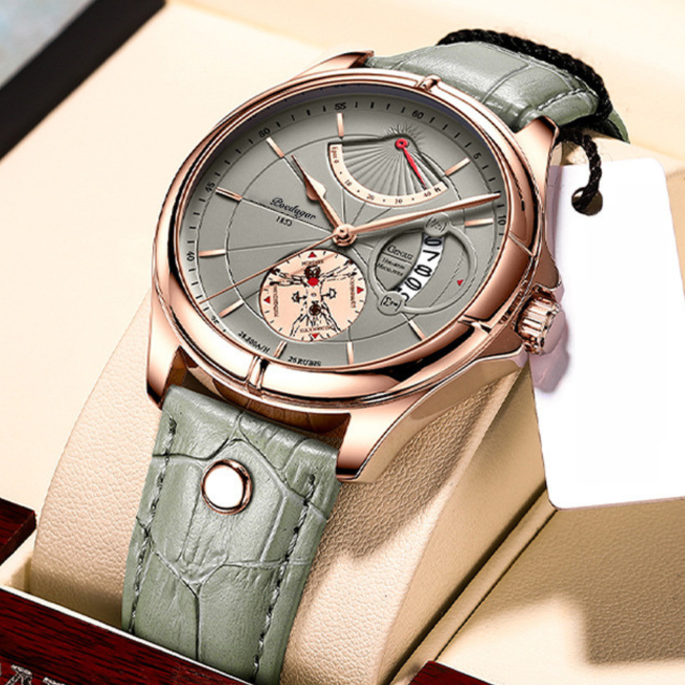 Relógio Poedagar Deluxe Verde em Couro