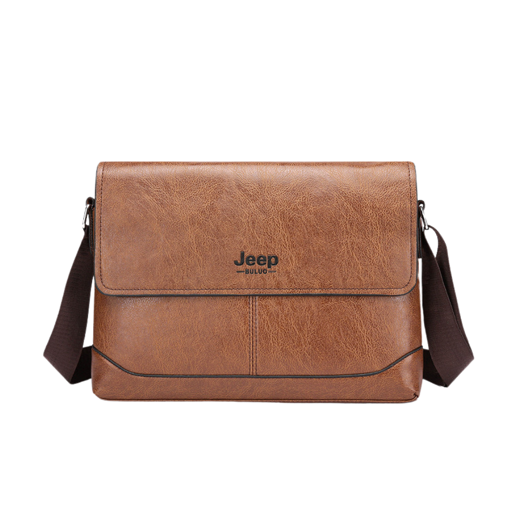Bolsa Carteiro Transversal Masculina em Couro Jeep
