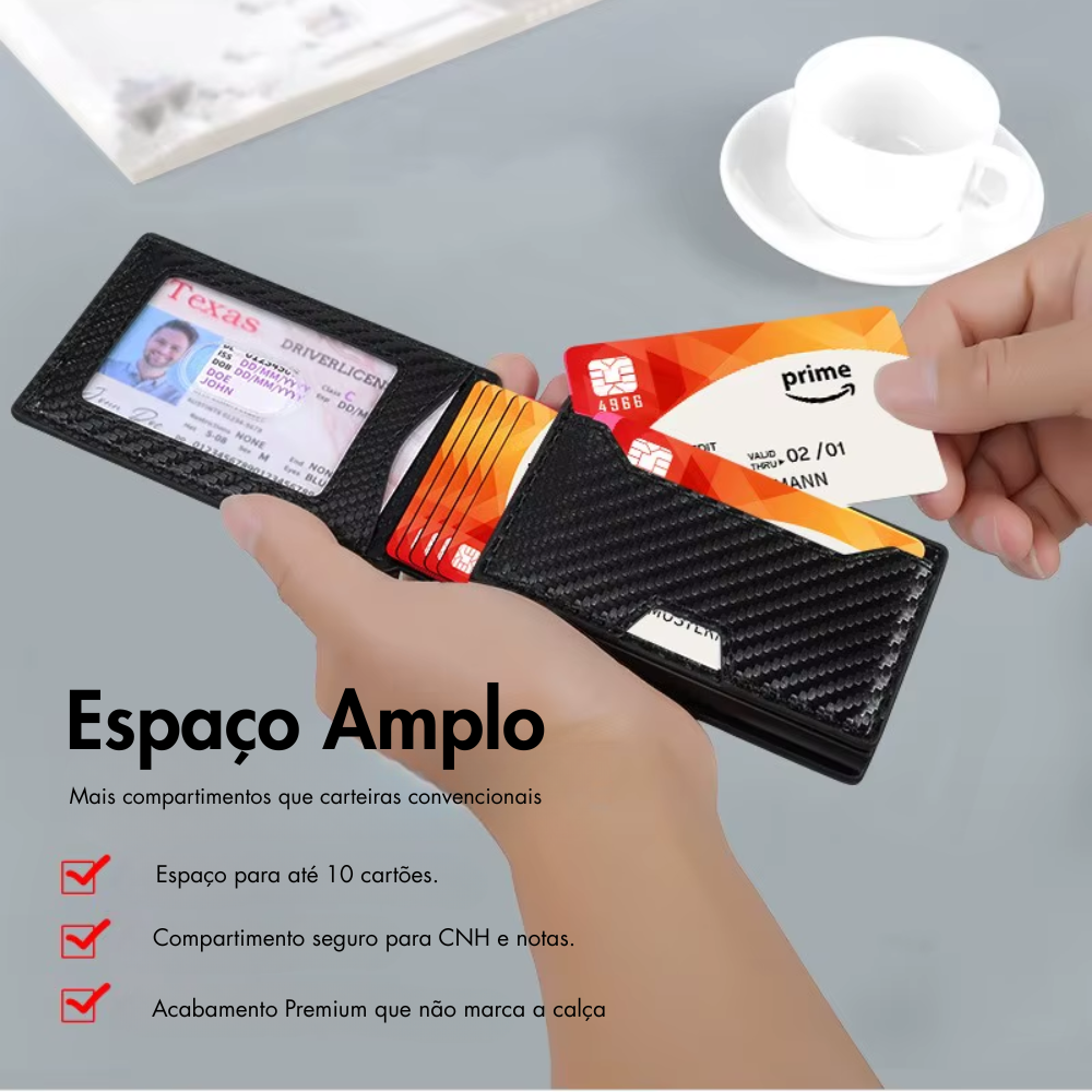 Carteira Masculina Urban Slim – Minimalismo, Segurança e Máxima Capacidade