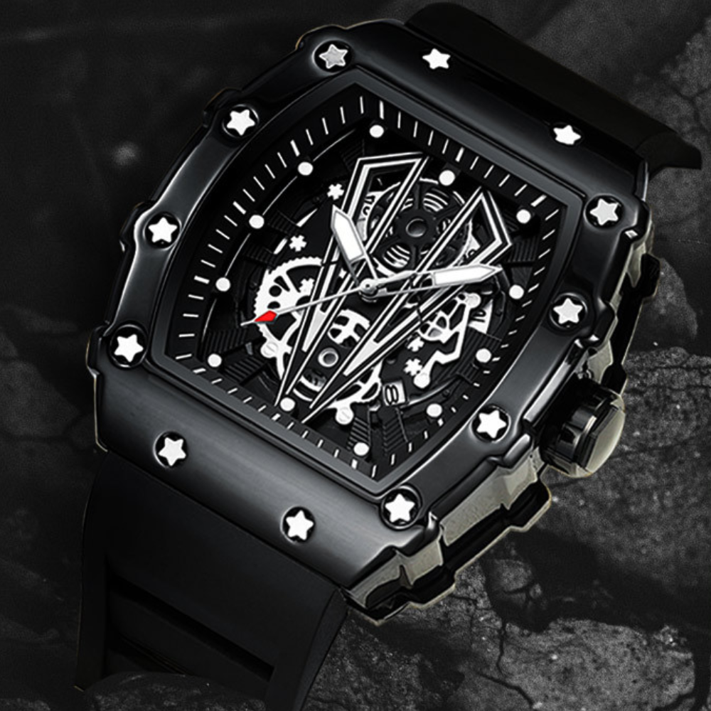 Relógio Poedagar Skeleton Black