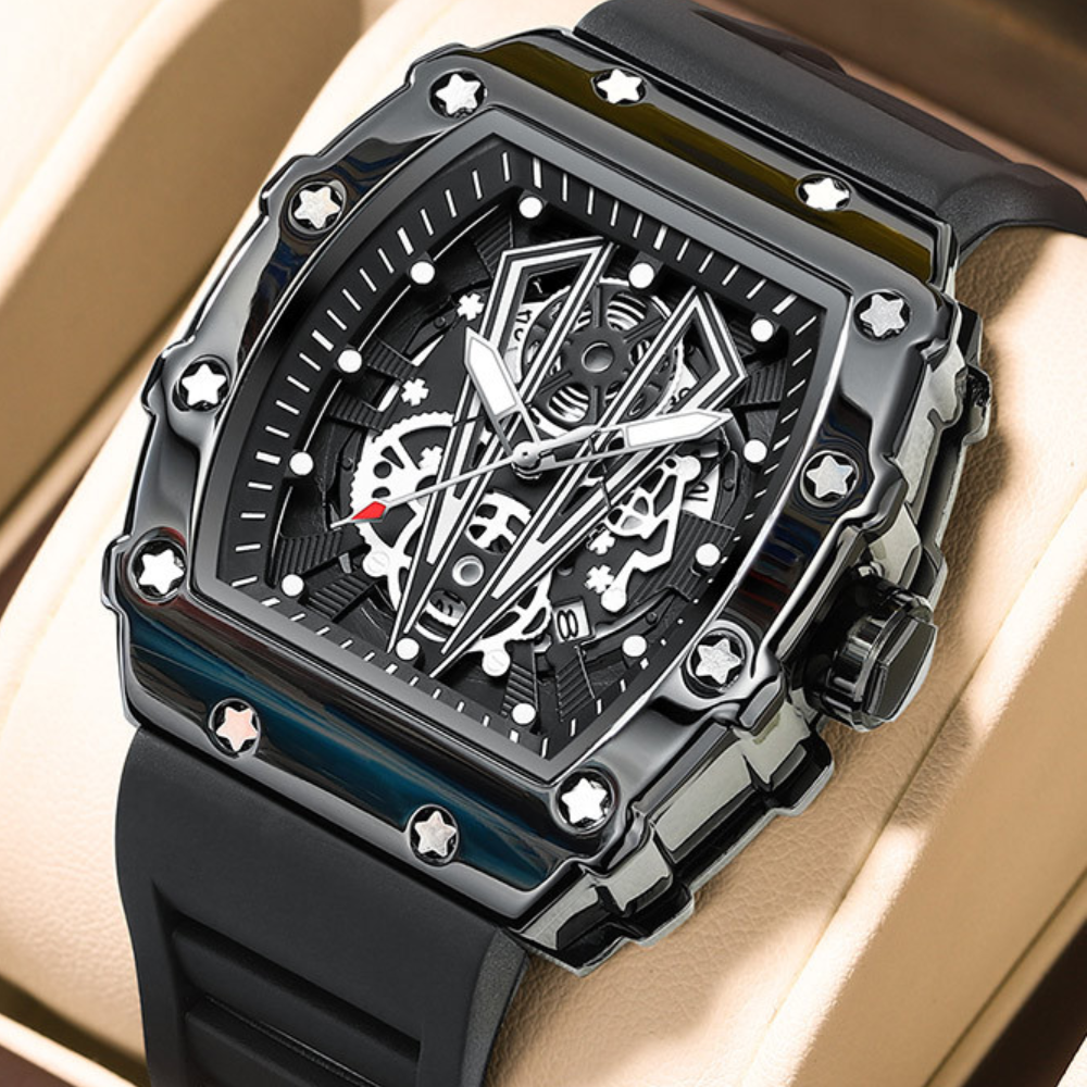 Relógio Poedagar Skeleton Black