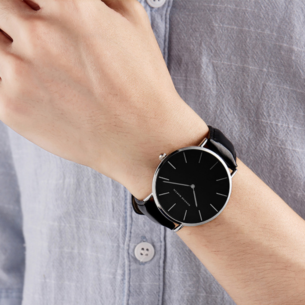 Relógio HM Classic Black - Caixa Prateada