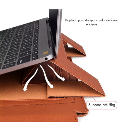 Capa Slim para Notebook em Couro Tecnológico com Suporte Dobrável