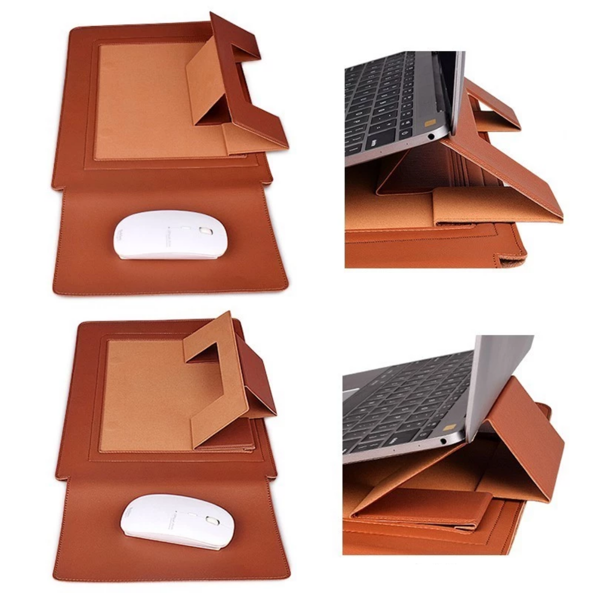 Capa Slim para Notebook em Couro Tecnológico com Suporte Dobrável
