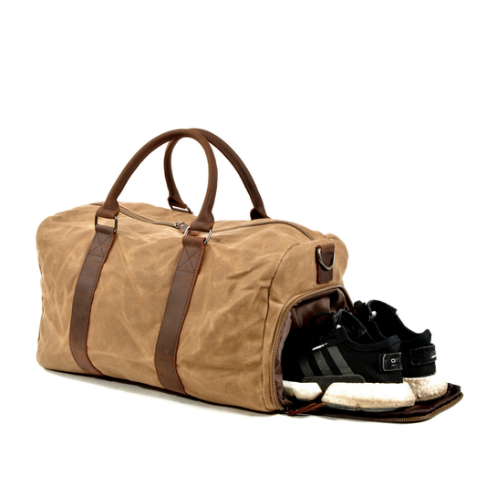 Bolsa de Viagem Masculina Siena em Lona Encerada e Couro