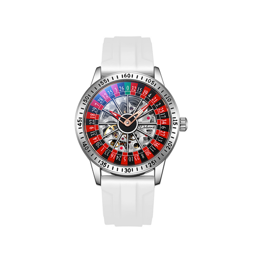 Relógio Poker Design - Pulseira Branca Borracha