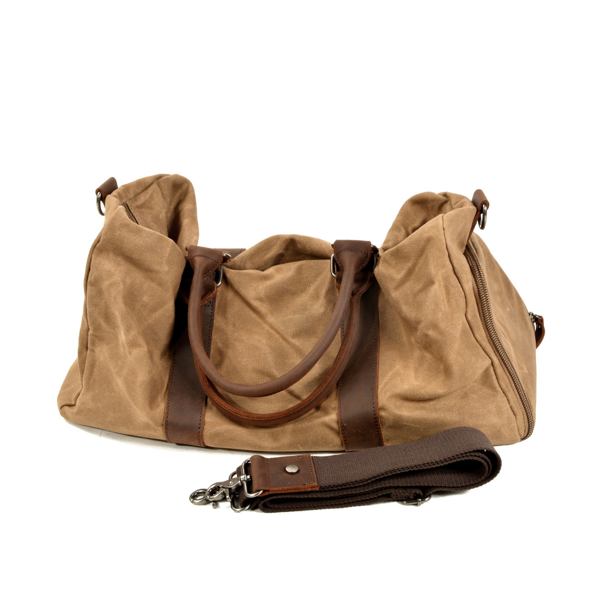 Bolsa de Viagem Masculina Siena em Lona Encerada e Couro