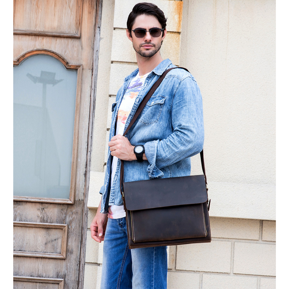 Bolsa Carteiro Masculina em Couro Legítimo Dallas
