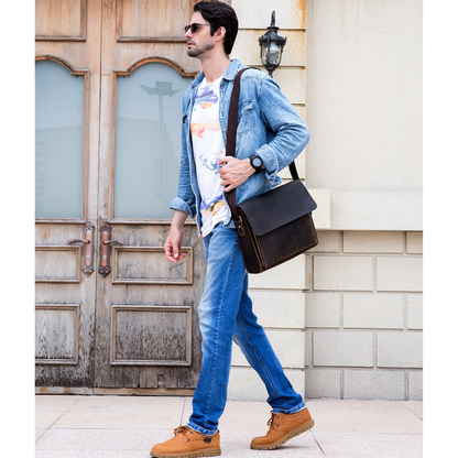 Bolsa Carteiro Masculina em Couro Legítimo Dallas