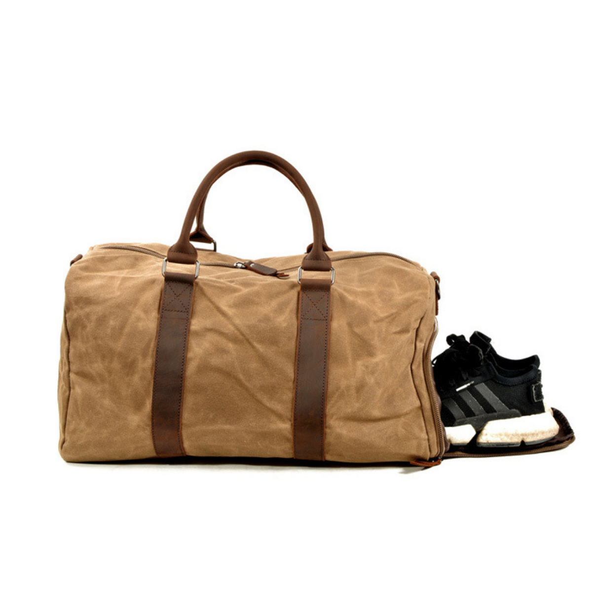 Bolsa de Viagem Masculina Siena em Lona Encerada e Couro