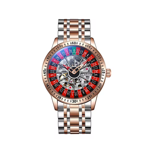 Relógio Poker Design - Pulseira Inox e Dourada