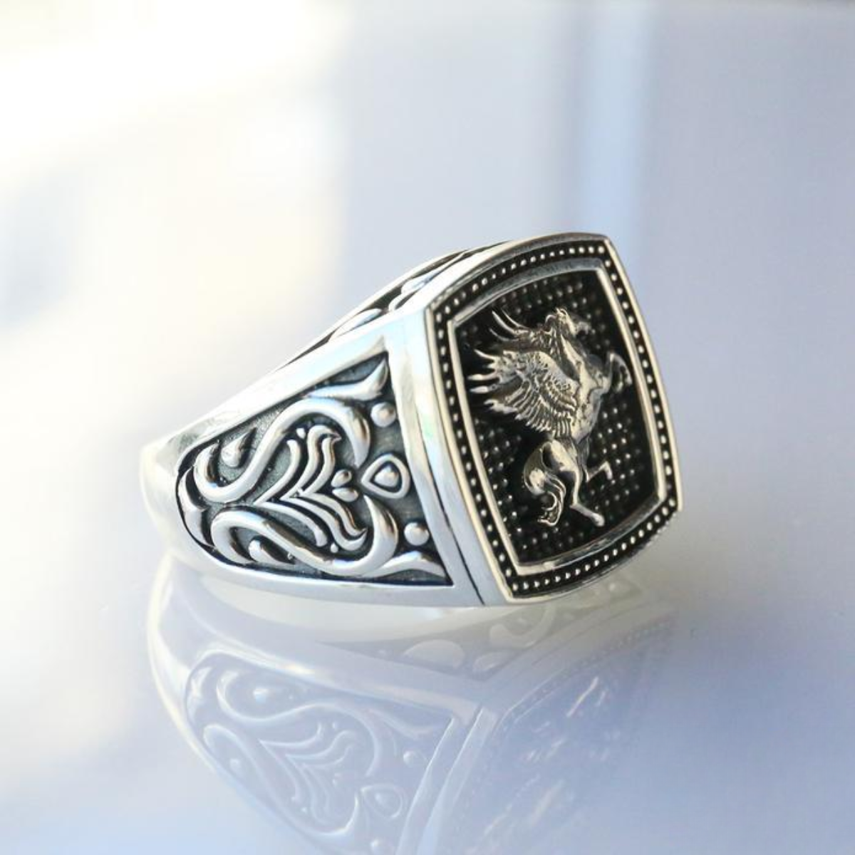 Anel Pegasus Prata Inox