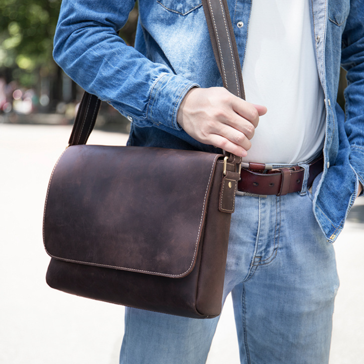 Bolsa Carteiro Masculina em Couro Legítimo Milwaukee