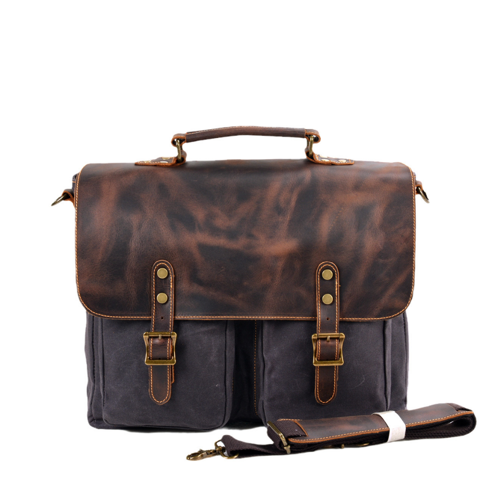 Bolsa Executiva Masculina em Lona e Couro Legítimo Seattle