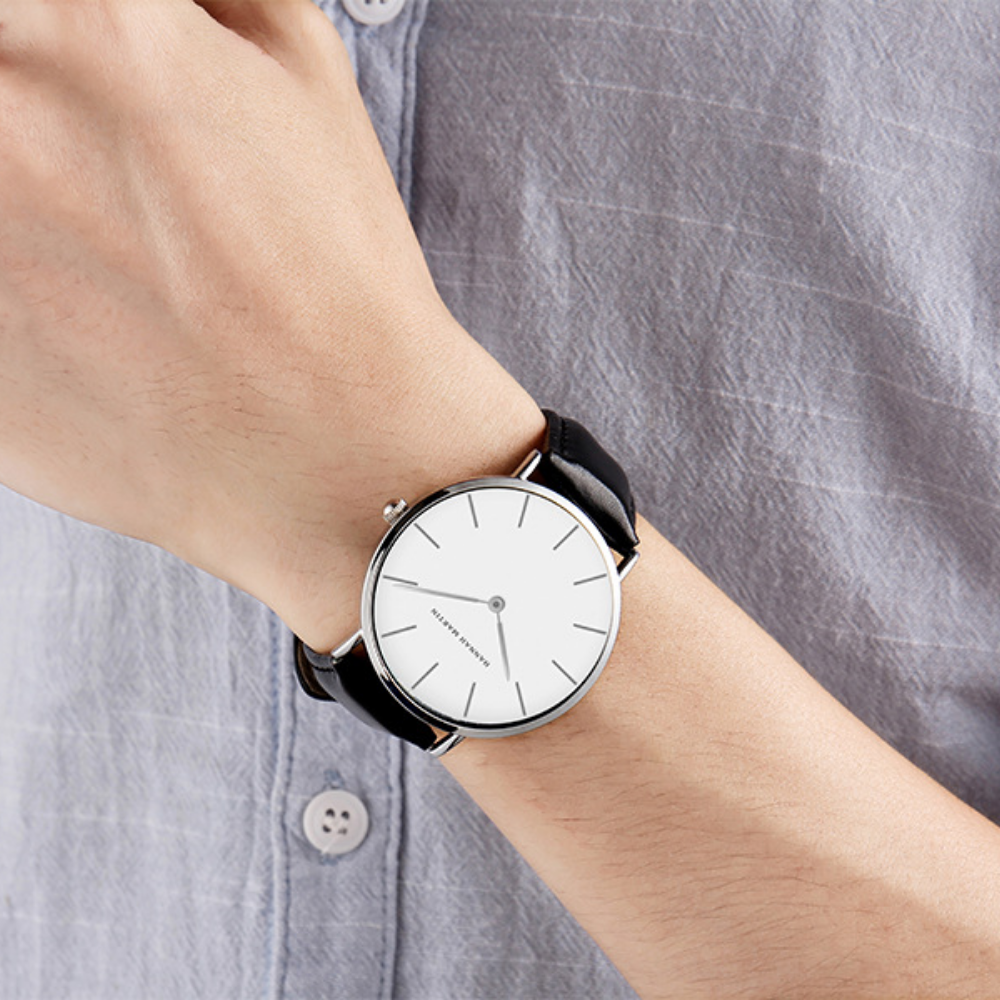 Relógio HM Classic White - Caixa Prateada